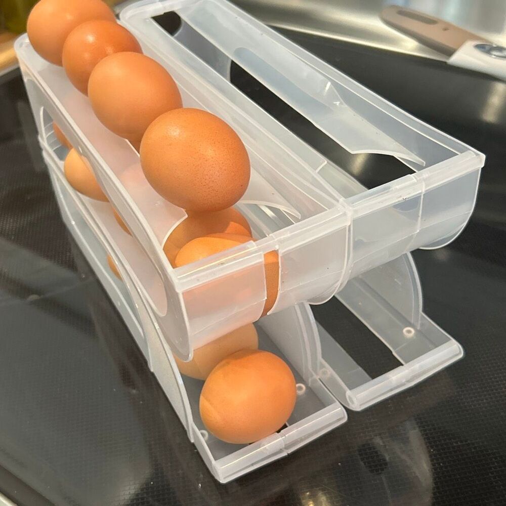 2 egg dispenser roller slide kitchen organization refrigerator organization